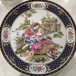 Gold Plated Tea 6 Cups, Romeo & Juliet dish and 2 Ashtrays