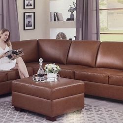 COSTCO Genuine Leather Modular Sectional Couch And Ottoman