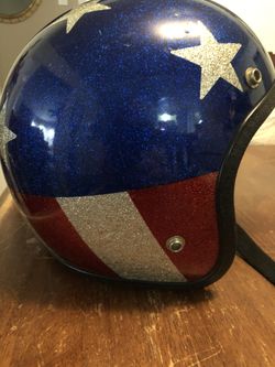 VINTAGE 70’s SPARKLE METALLIC FLAKE EASY RIDER 3/4 HELMET