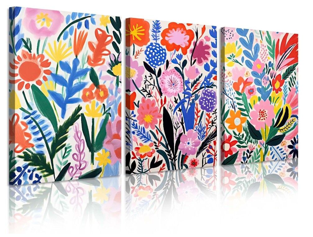 Matisse Flower Market Wall Art – Set of 3, 16x24” Canvas Floral Prints 3A-4