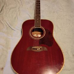 Oscar Schmidt OG2TR-A Dreadnought Acoustic Guitar In Transparent Red