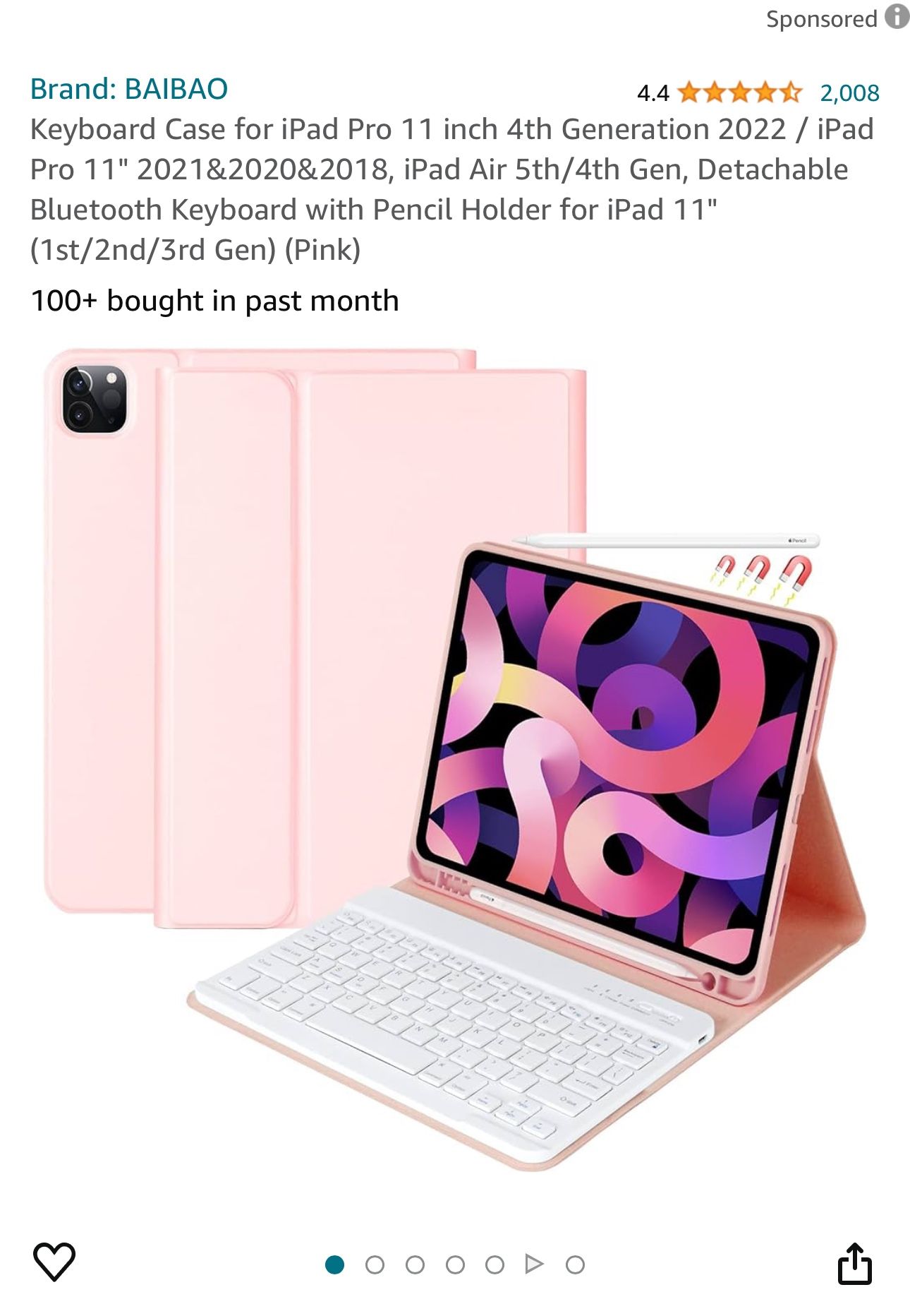 Keyboard Case For iPad Pro 11 Inch 4th Generation 2022…/ipad Pro 11” 2021,2020&2018,iPad Air 5th/4th Generation…Brand New