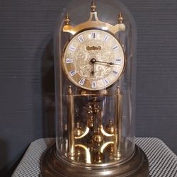 Vintage Seth Thomas Brass Glass Dome 400 Day Anniversary Mantel Clock