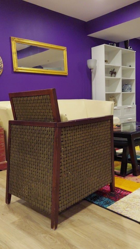 Woven Leather Chairs. 2  Leather Accent Chairs 