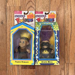 Trollkins Combat Masked Hero Kids Toy Doll Set Pair 2 New Sealed Vintage 90s