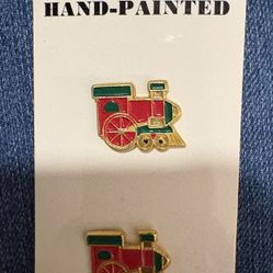  JHB vintage, hand-painted Christmas train-engine buttons made by JHB International.