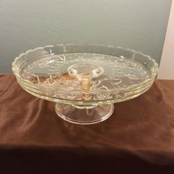 LARGE Glass Cake/Dessert Pedestal Dish/Plate