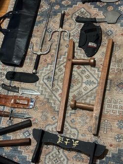 Martial arts weapons and knives with sheaths