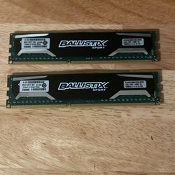two Crucial Ballistix Sport DDR3 RAM modules