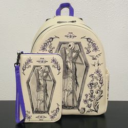 Loungefly The Nightmare Before Christmas Jack & Sally Coffin Backpack and Wallet