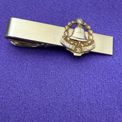  Illinois Bell Telephone 30 Year Service Tie Clip 12K GF Diamond Gold Emblem Vintage
