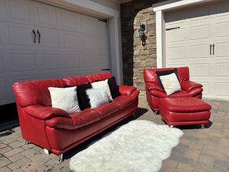 Modern Red Leather Sofas Set