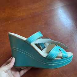 Turquoise Wedge Heel Sandal 8.5 Women