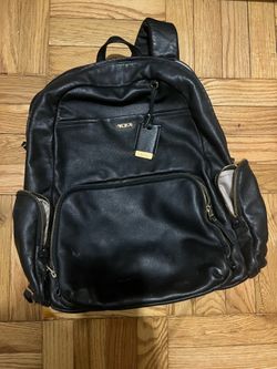 TUMI Black Leather Voyageur Calais Backpack