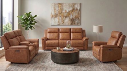GENUINE LEATHER POWER MOTION RECLINER SET