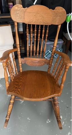 Carved Oak Wood Rocking Chair