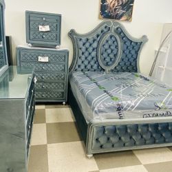 Bed, Dresser , Mirror, Chest 