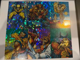 Framed Rare Uncut Marvel Wolverine 1992 Prism Cards #P1-6 "From Then Til Now"