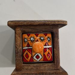 Handmade Little  Jewelry Wooden Ceramic Chest 