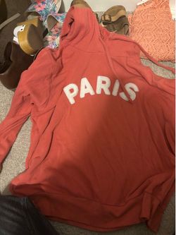 Fifth Sun Plus Size 1X Paris Graphic Pullover Hoodie Coral Pink Sweatshirt