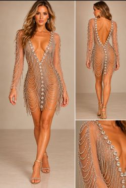 Sexy NYE Holiday Rhinestone Dress