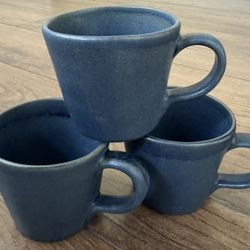 Set of 3 Pottery Barn LARKIN Reactive Glaze Stoneware Mugs