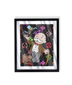 Monopoly Man Louis Vuitton Custom Art in Black Frame