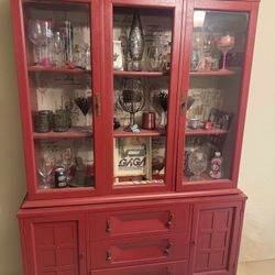 Modern Red China Cabinet 