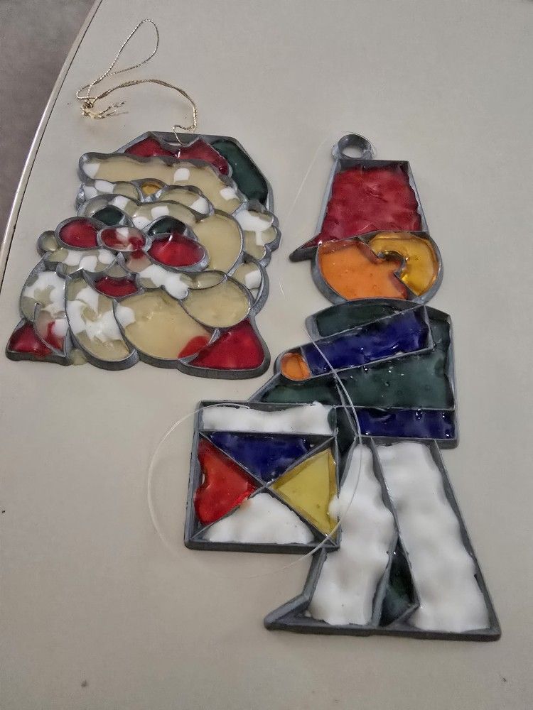 CHRISTMAS π STAINED GLASS ORNAMENTS LOT