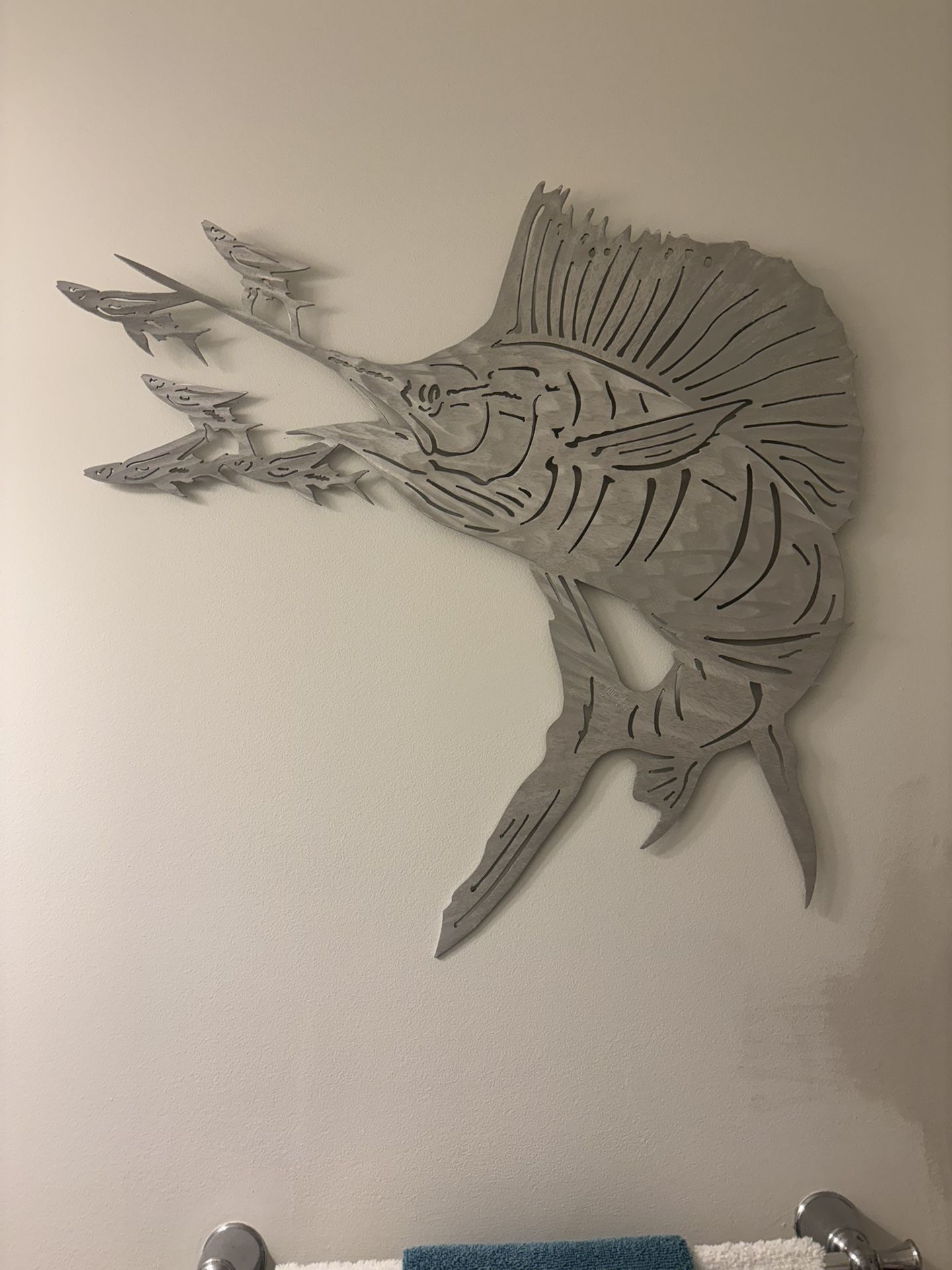 marlin metal sculpture