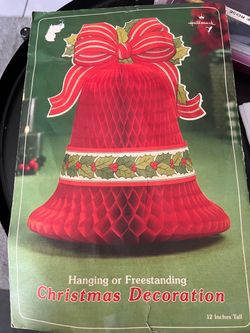 VTG 1982 Hallmark Red Honeycomb Bell Decoration 12”