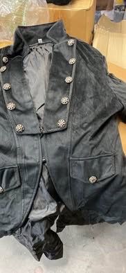 Black Victorian Gothic Steampunk Jacket with Ornate Buttons