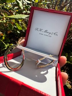 14K Two-Tone Gold Double Hoop Earrings 26mm Macy's Fine Jewelry New w/ Box & Tag