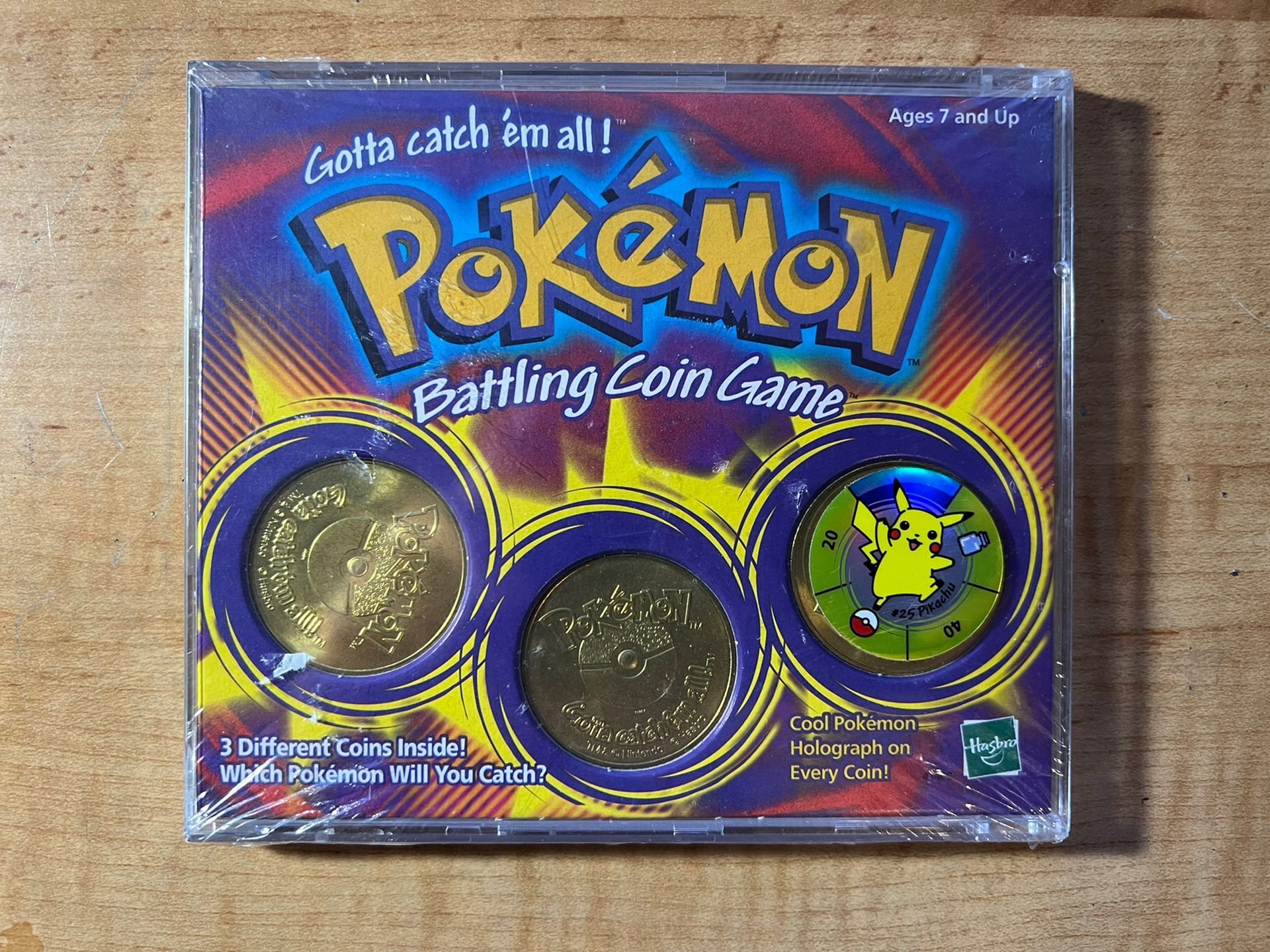 Rare NEW Factory Sealed 1999 Collectible Brass Pokemon Battle Coins Set Of 3