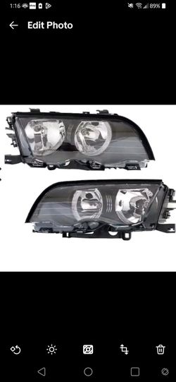 Left & Right Side Headlight For BMW 323i 1(contact info removed) Halogen Sedan/Wagon