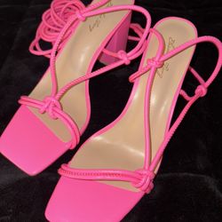 Hot Pink Lace Up Heels