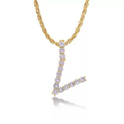 18K Gold Pl Stainless Steel Letter CZ