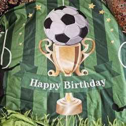Happy Birthday Soccer Backdrop 
