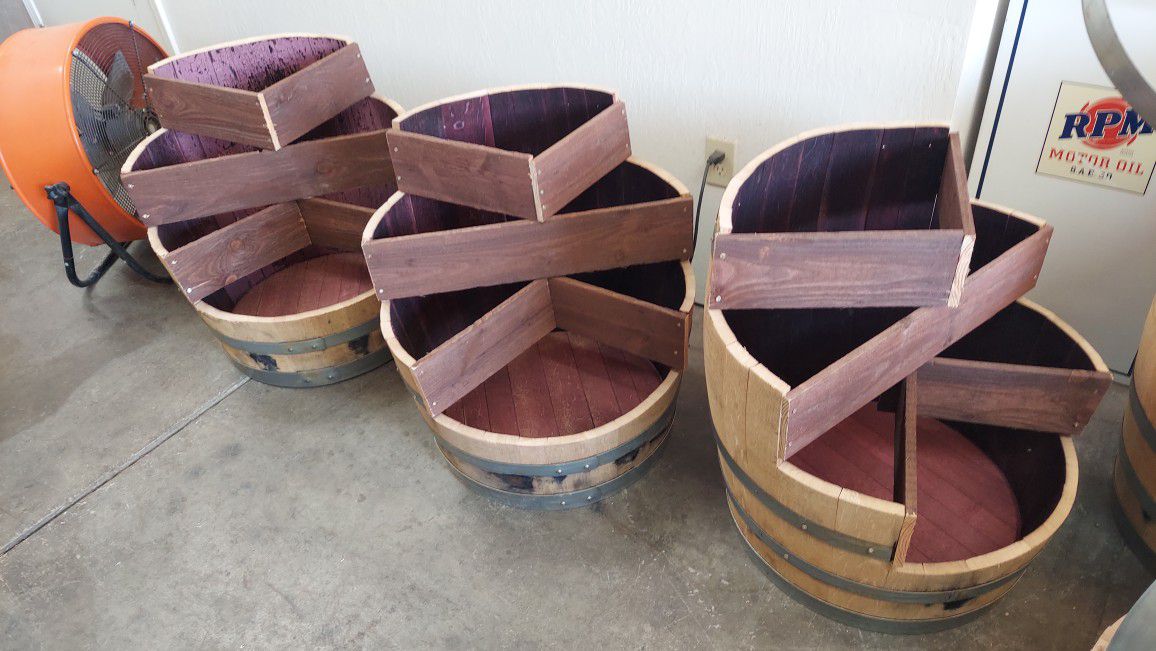 4 Tier Wine Barrel Planters 