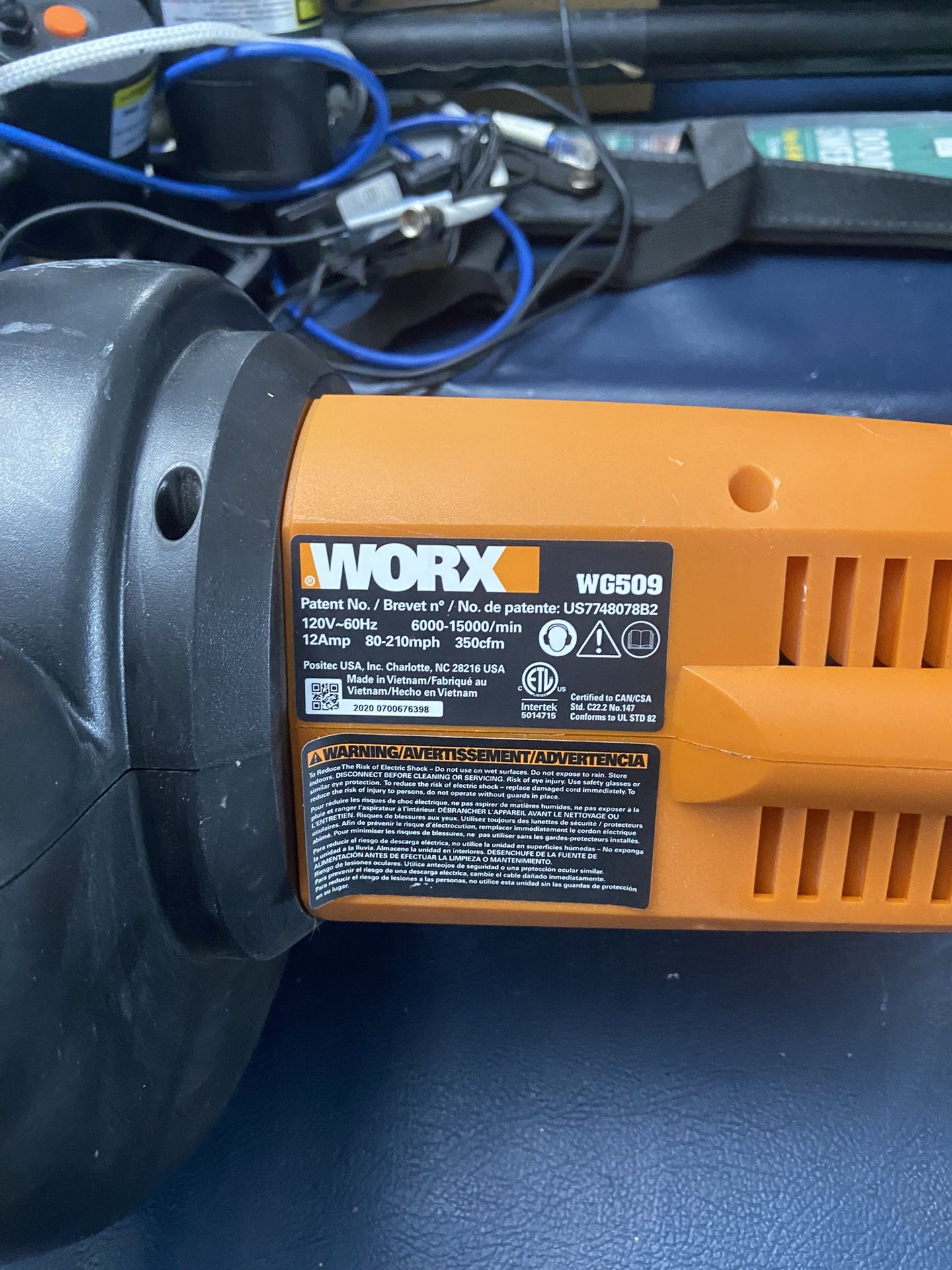 WORX WG509 electric leaf blower/mulcher/vac,