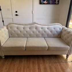 Ivory Suede Large Couch