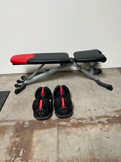 Dumbbell Adjustable Weights BowFlex 5-52.5lb with BowFlex Weight Bench Press