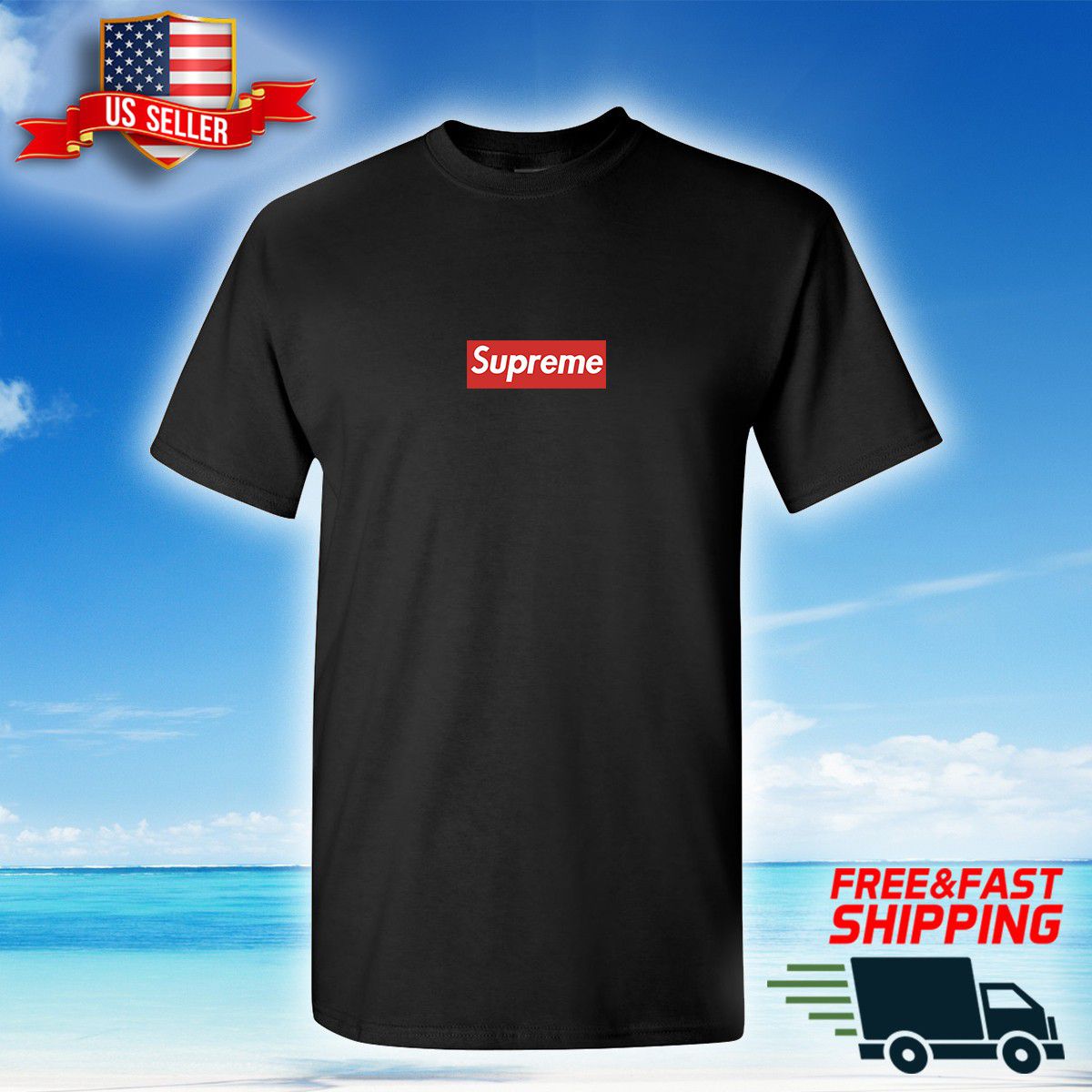 Supreme Box Logo Black T-Shirt - Custom made - SAME DAY SHIPPING