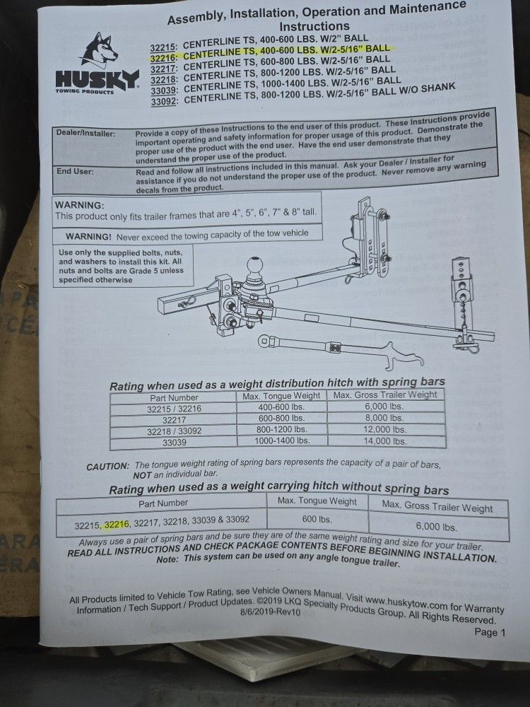 Weight Distribution Hitch