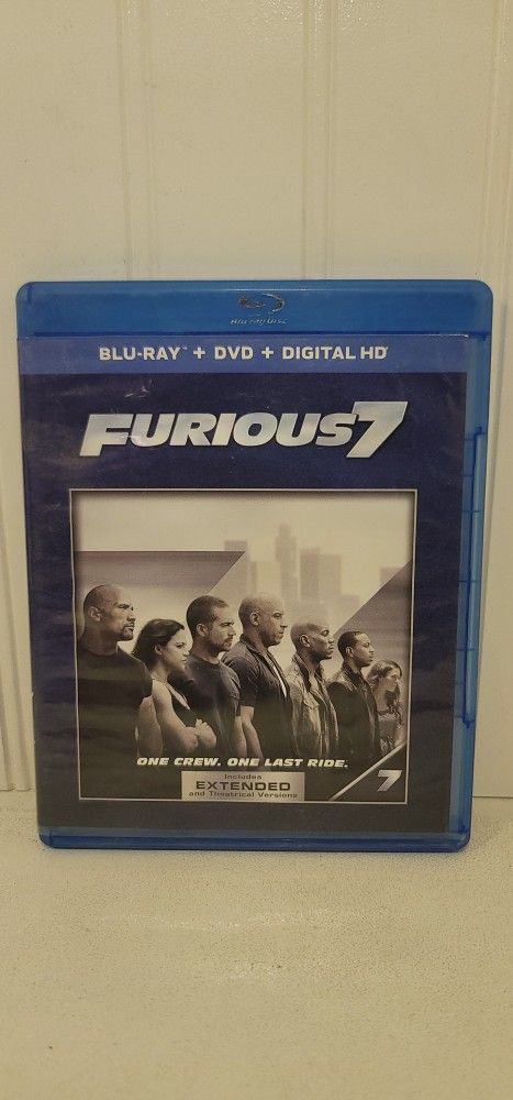 $5 BLU RAY MOVIE. FURIOUS 7. BLU RAY / DVD ONLY. NO DIGITAL. $5 OR TRADE FOR A MOVIE TITLE I DO NOT ALREADY OWN.