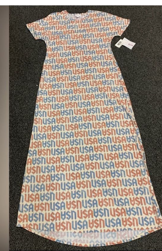 New Lularoe Maria Womens Size Small Fourth 4th Of July Patriotic USA 57” long Maxi Dress