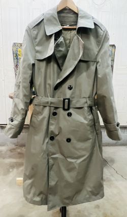 Genuine USMC Military Pewter Gray All -Weather Trench Coat Size 40 L