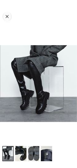Black Over-the-Knee Lug Sole Boots