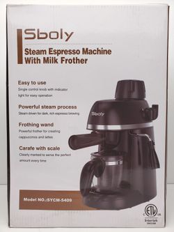 Coffee Machine Steam Espresso w/ Milk Frother Set & Carafe Easy Use Perfect Cup