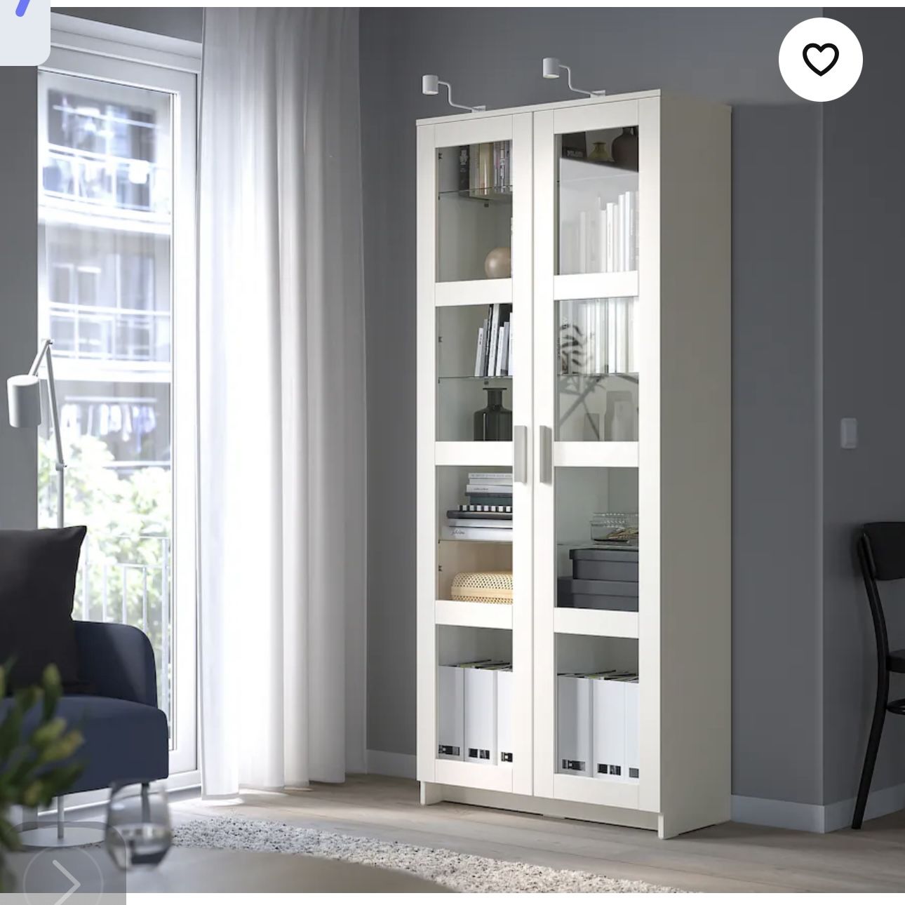 BRIMNES Glass-door cabinet, white, 31 1/2x74 3/4 "